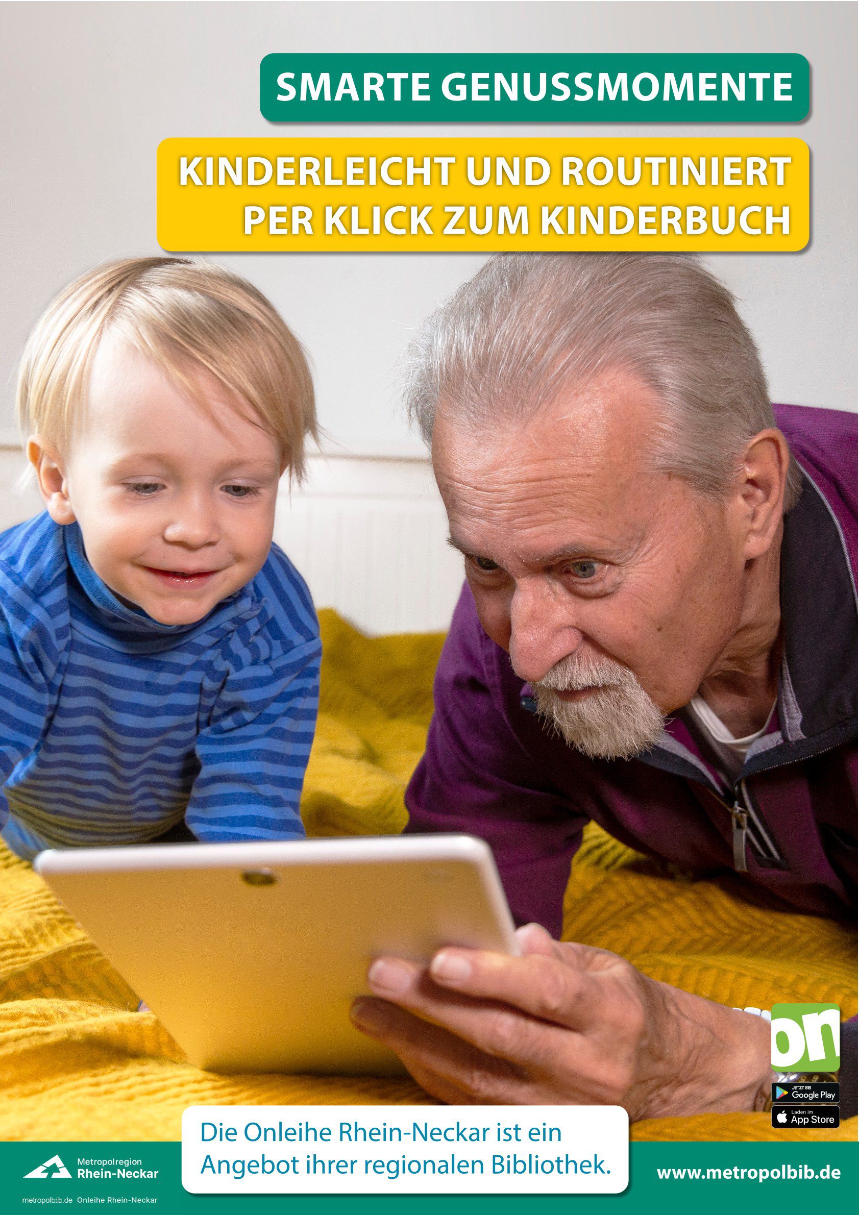 Opa mit Enkel und Tablet