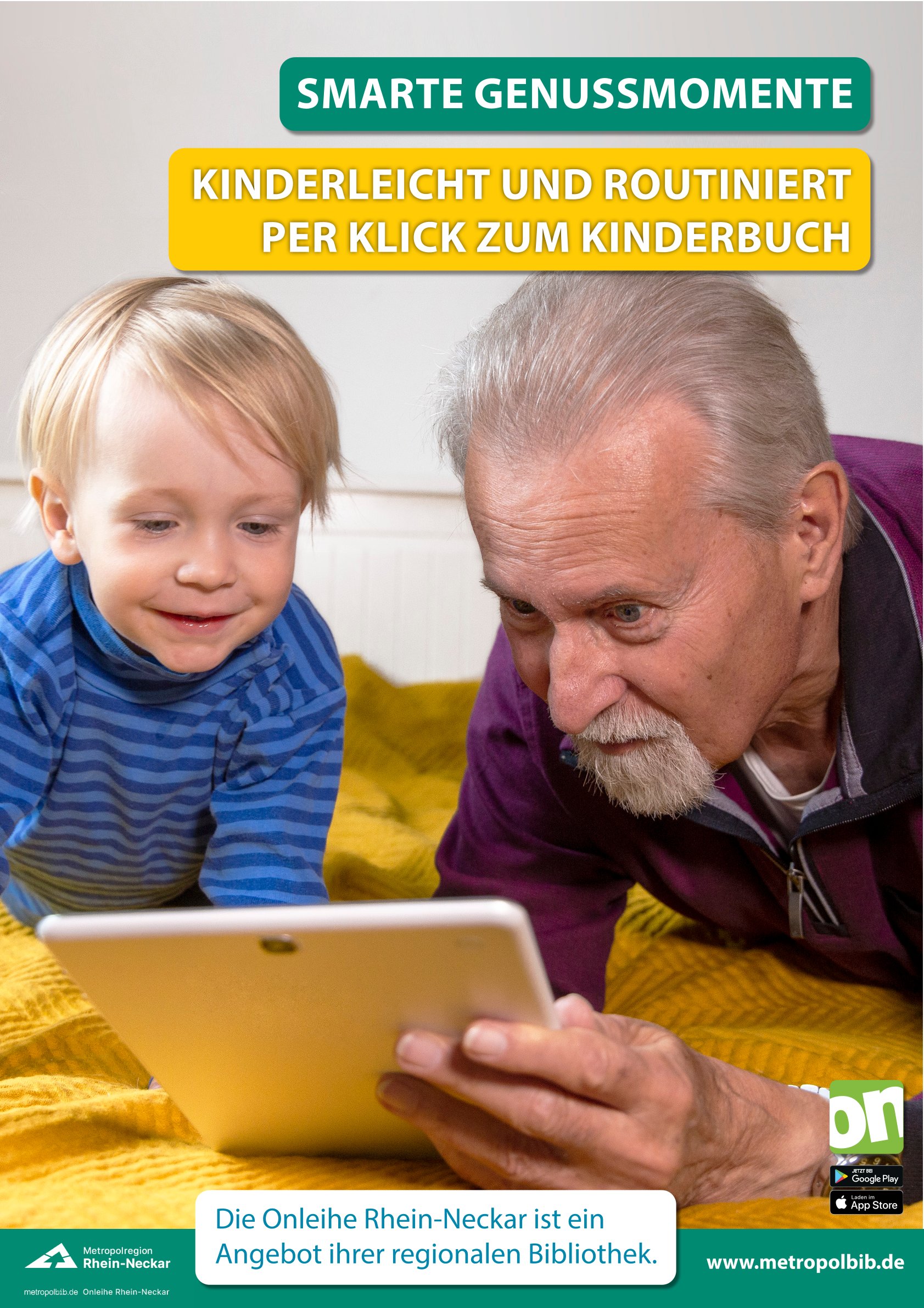 Opa mit Enkel und Tablet